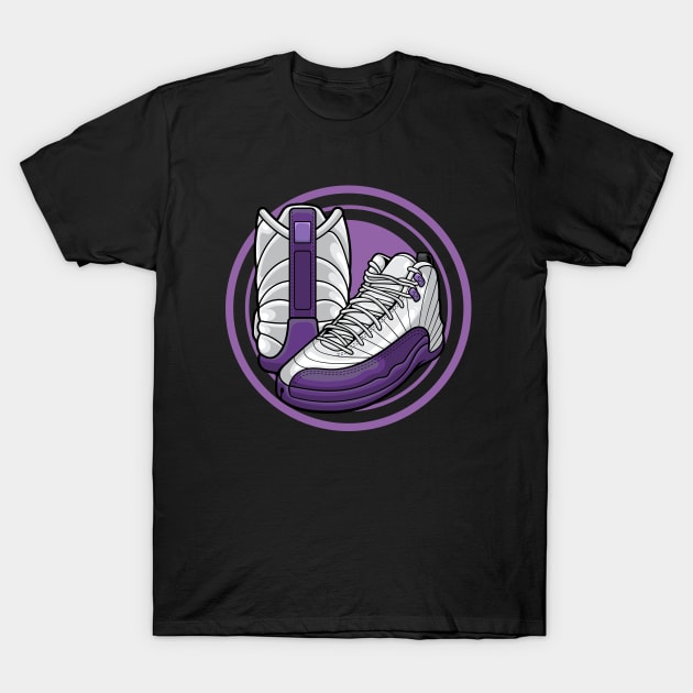 AJ 12 Retro Pro Purple Sneaker T-Shirt by milatees